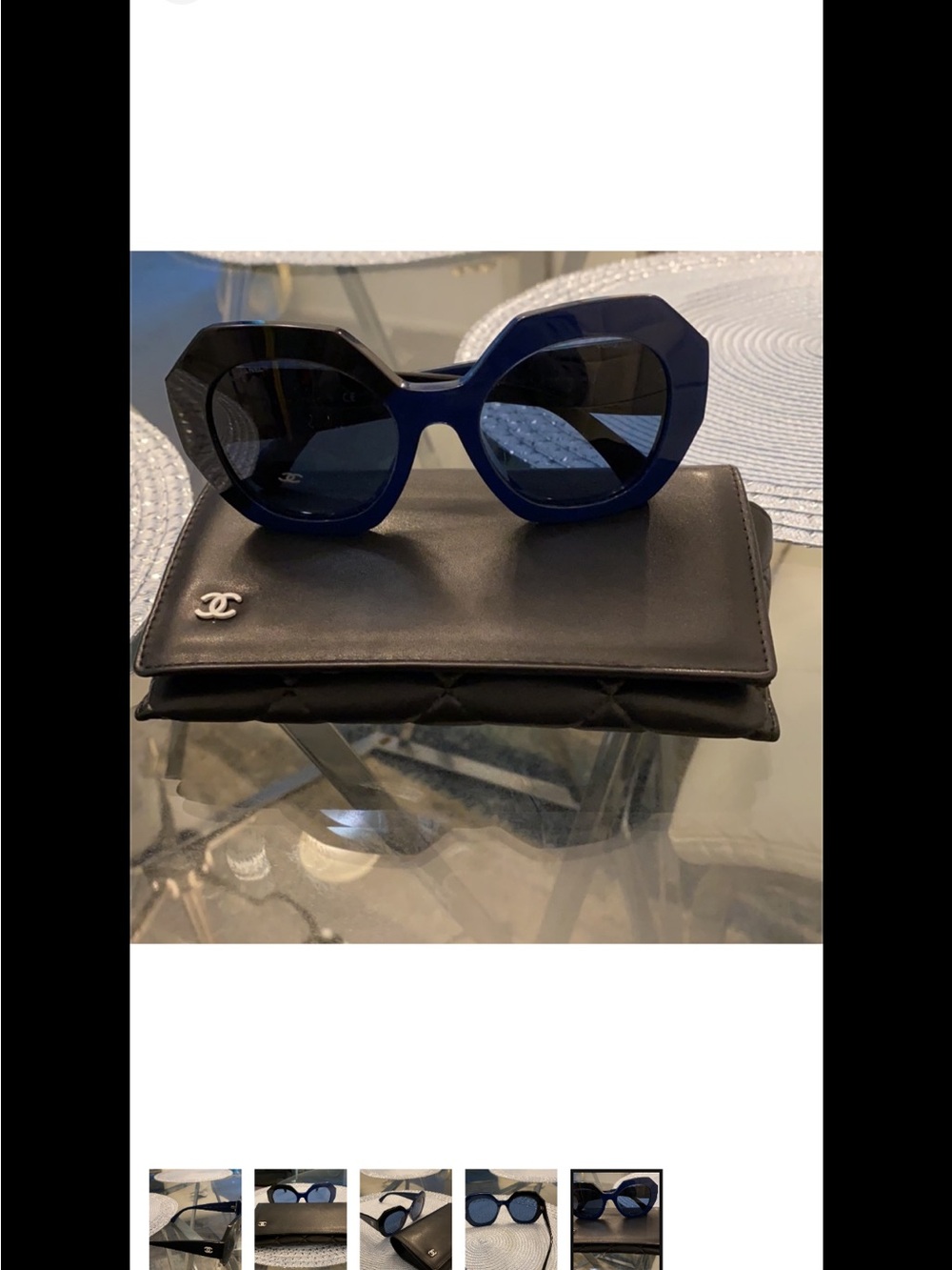 CHANEL Navy Octagonal Oversized Sunglasses